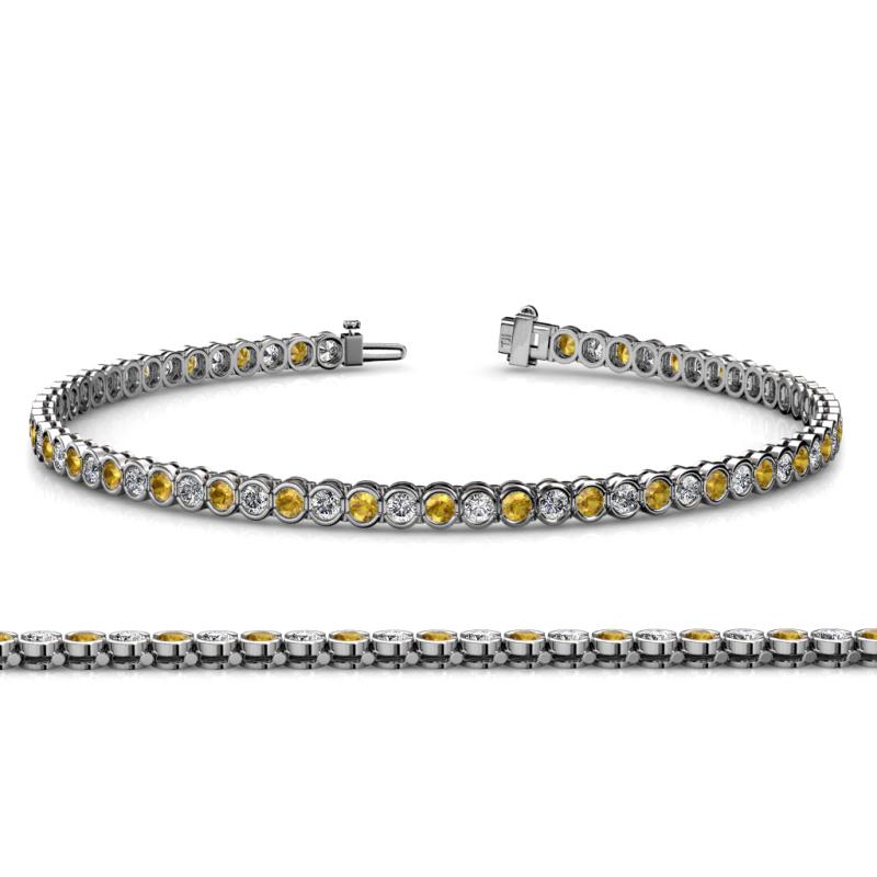 Tiara 2.00 mm Citrine and Diamond Eternity Tennis Bracelet 