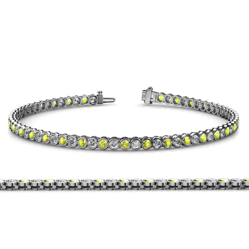 Tiara 2.00 mm Peridot and Diamond Eternity Tennis Bracelet 