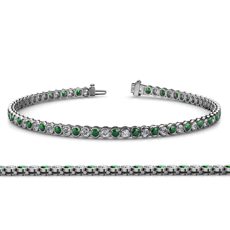 Tiara 2.00 mm Emerald and Diamond Eternity Tennis Bracelet 