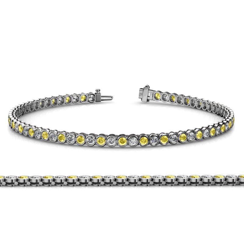 Tiara 2.00 mm Yellow Sapphire and Diamond Eternity Tennis Bracelet 