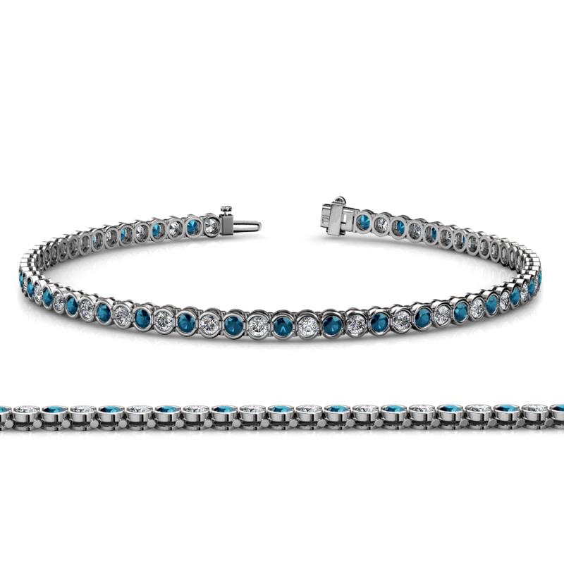 Tiara 2.00 mm Blue and White Diamond Eternity Tennis Bracelet 