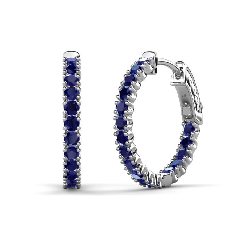 Amia 2.00 mm Round Blue Sapphire Inside Out Hoop Earrings 