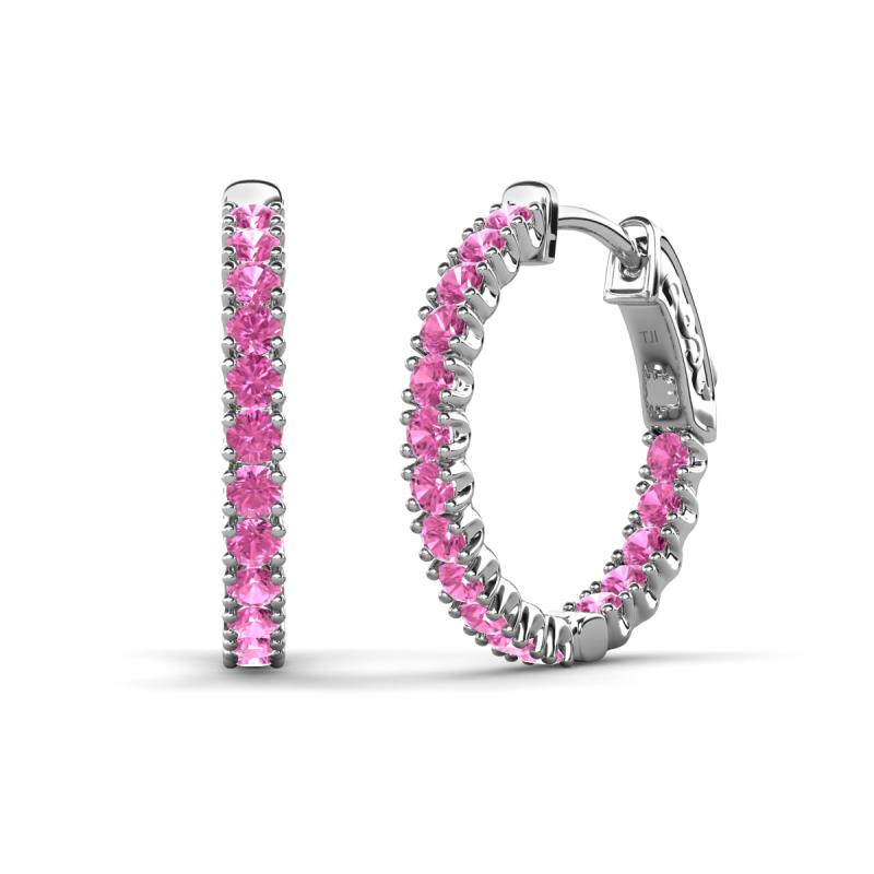 Amia 2.00 mm Round Pink Sapphire Inside Out Hoop Earrings 