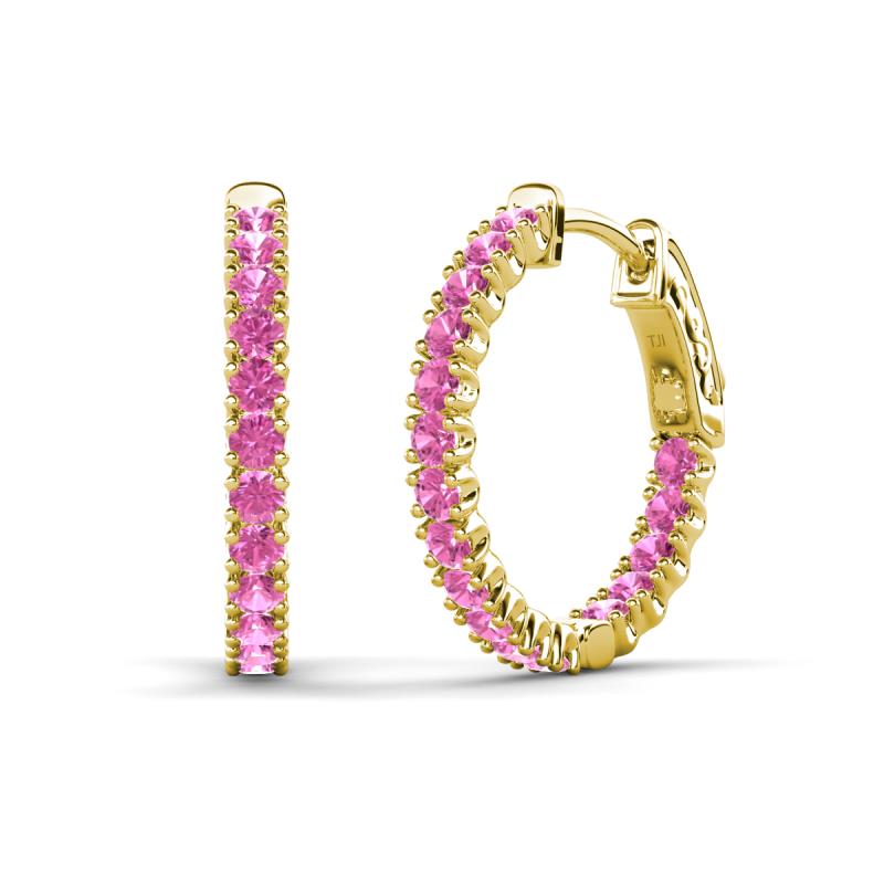 Amia 2.00 mm Round Pink Sapphire Inside Out Hoop Earrings 