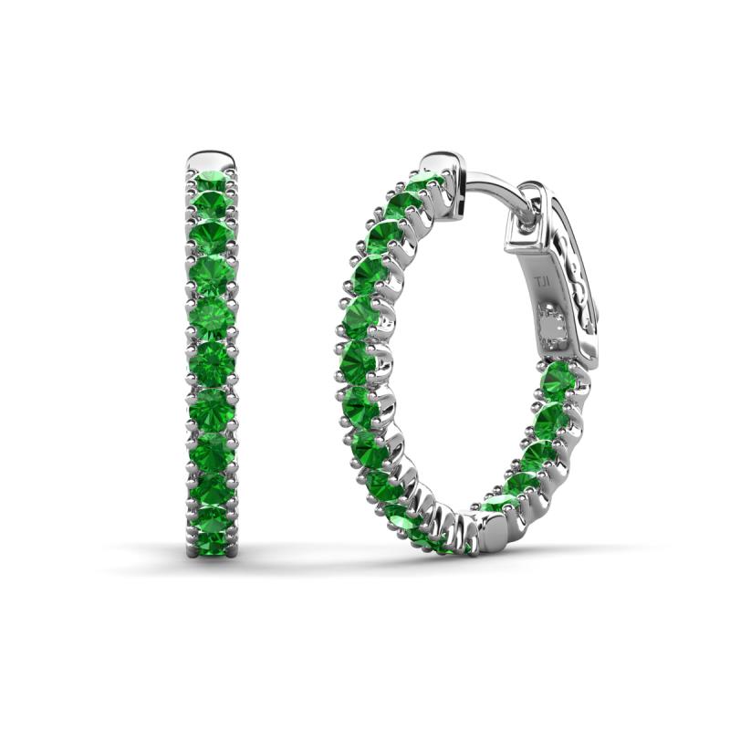 Amia 2.00 mm Round Green Garnet Inside Out Hoop Earrings 