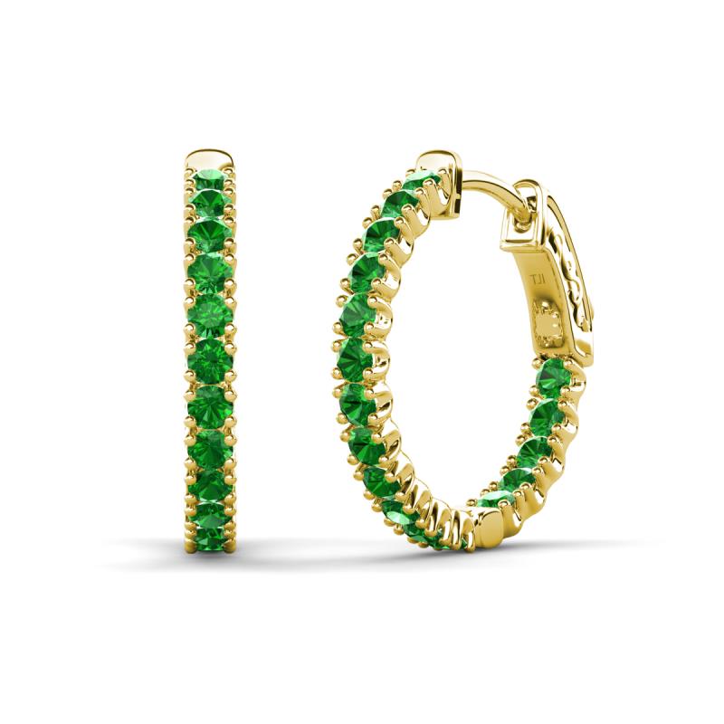 Amia 2.00 mm Round Green Garnet Inside Out Hoop Earrings 