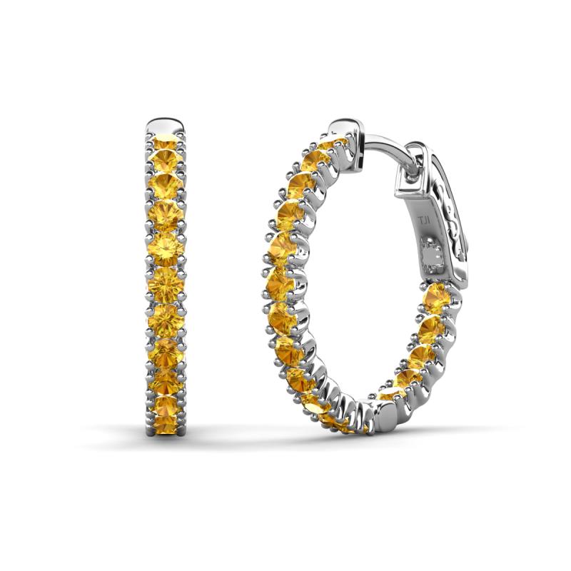 Amia 2.00 mm Round Citrine Inside Out Hoop Earrings 