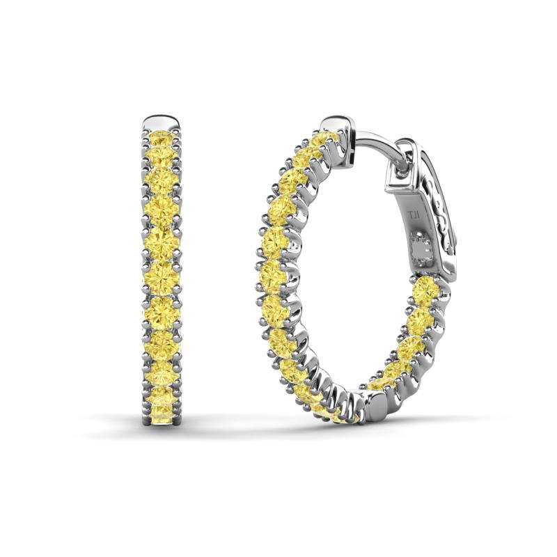 Amia 2.00 mm Round Yellow Sapphire Inside Out Hoop Earrings 