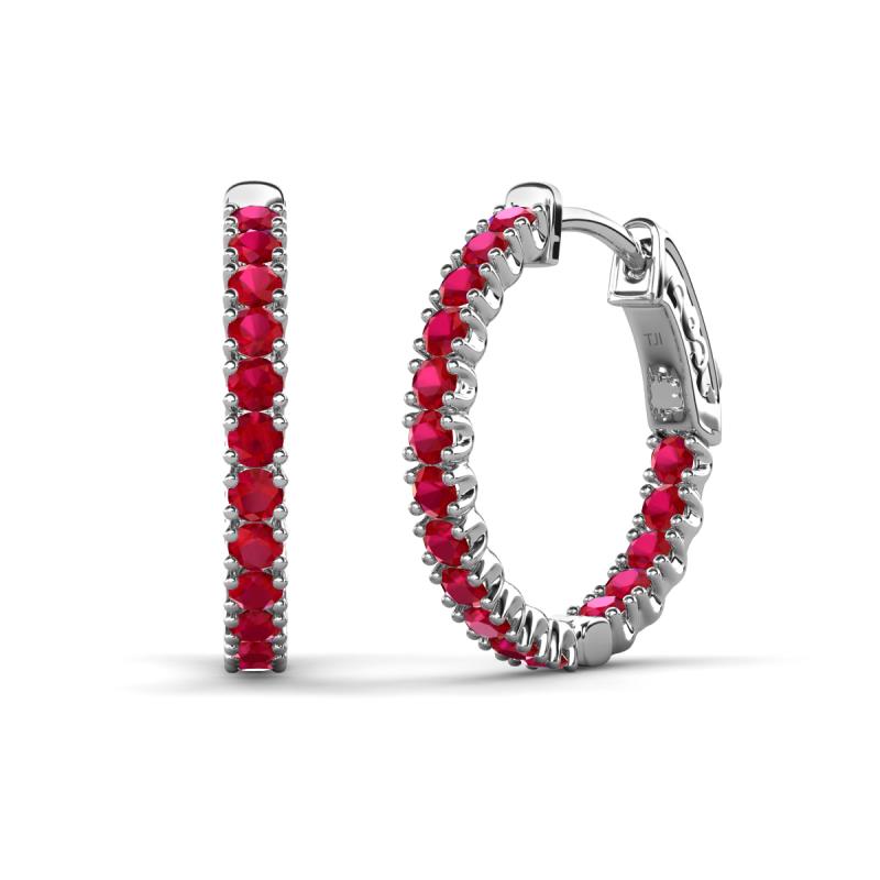 Amia 2.00 mm Round Ruby Inside Out Hoop Earrings 