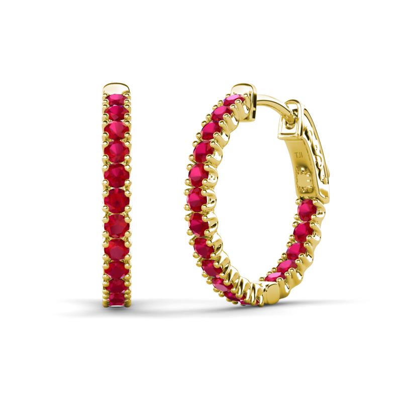 Amia 2.00 mm Round Ruby Inside Out Hoop Earrings 