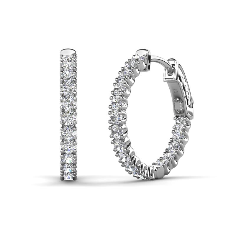 Amia 2.00 mm Round Diamond Inside Out Hoop Earrings 