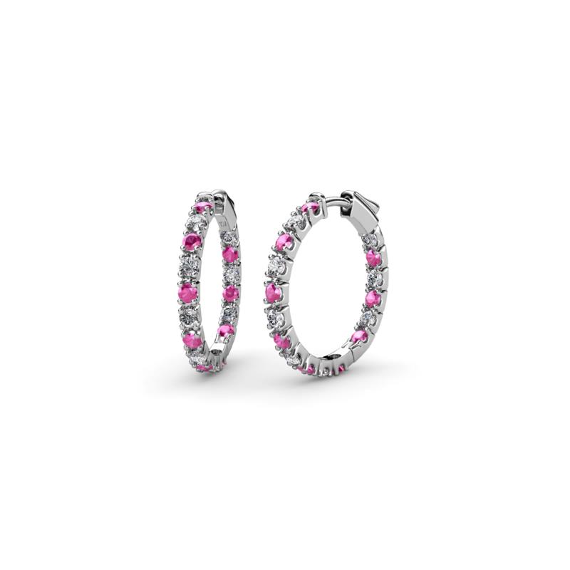 Amia Pink Sapphire and Diamond Hoop Earrings 