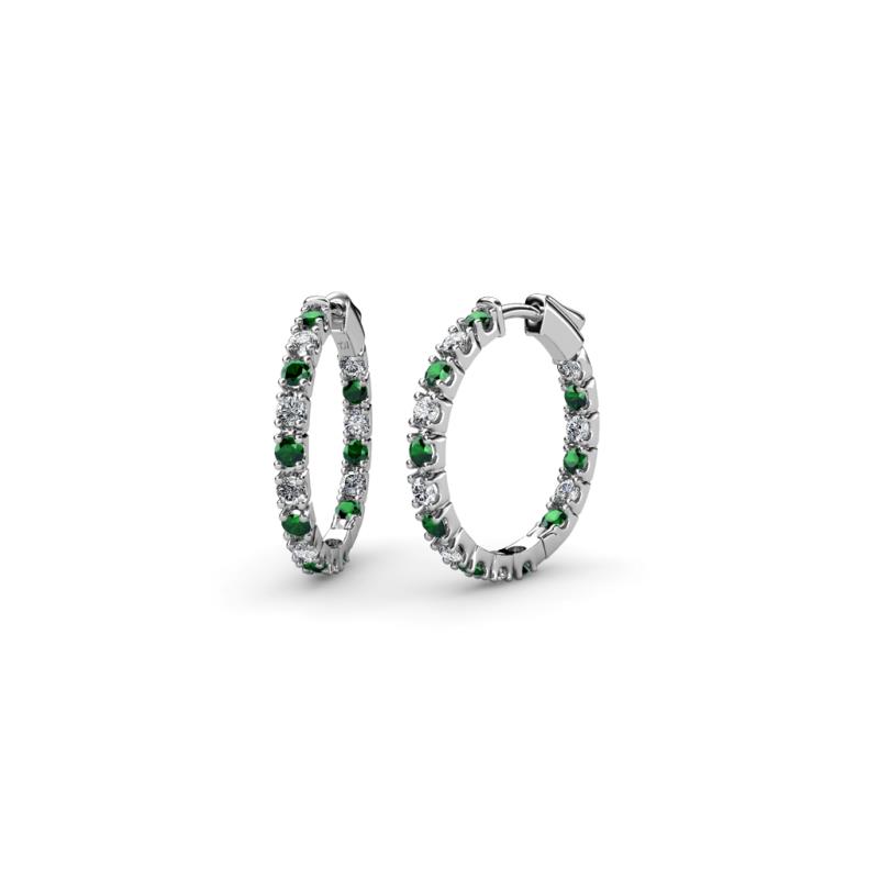 Amia Emerald and Diamond Hoop Earrings 