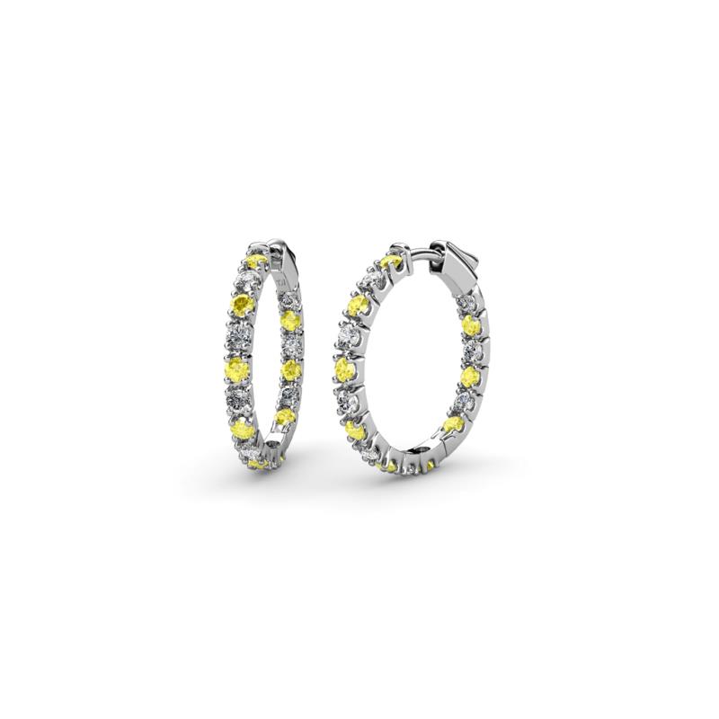 Amia Yellow Sapphire and Diamond Hoop Earrings 