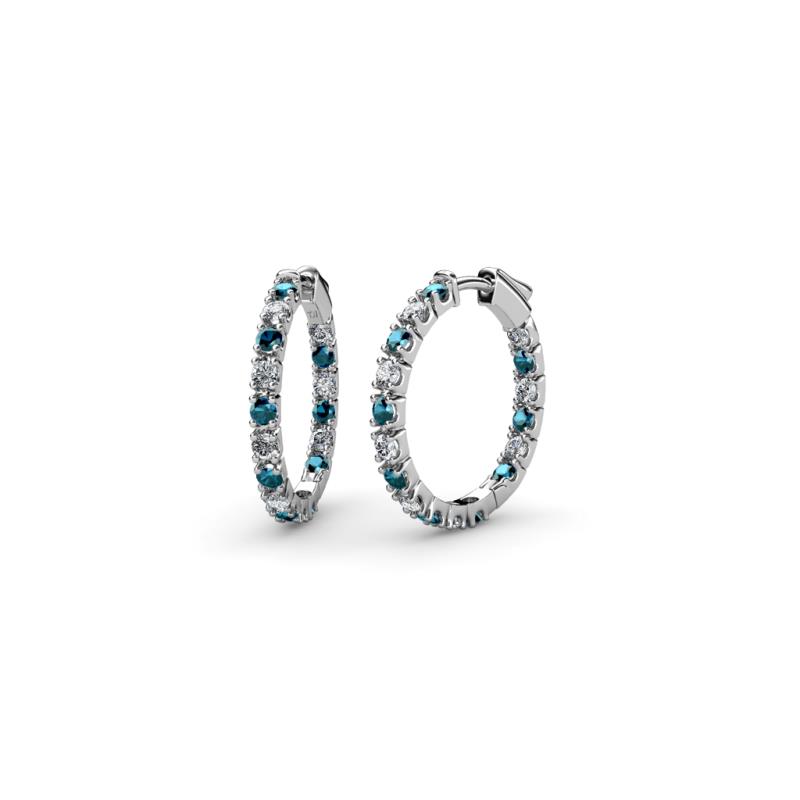 Amia Blue and White Diamond Hoop Earrings 