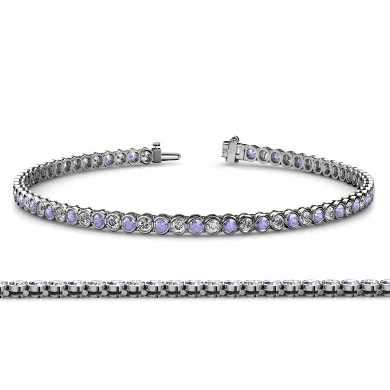Tiara 2.60 mm Tanzanite and Diamond Eternity Tennis Bracelet 