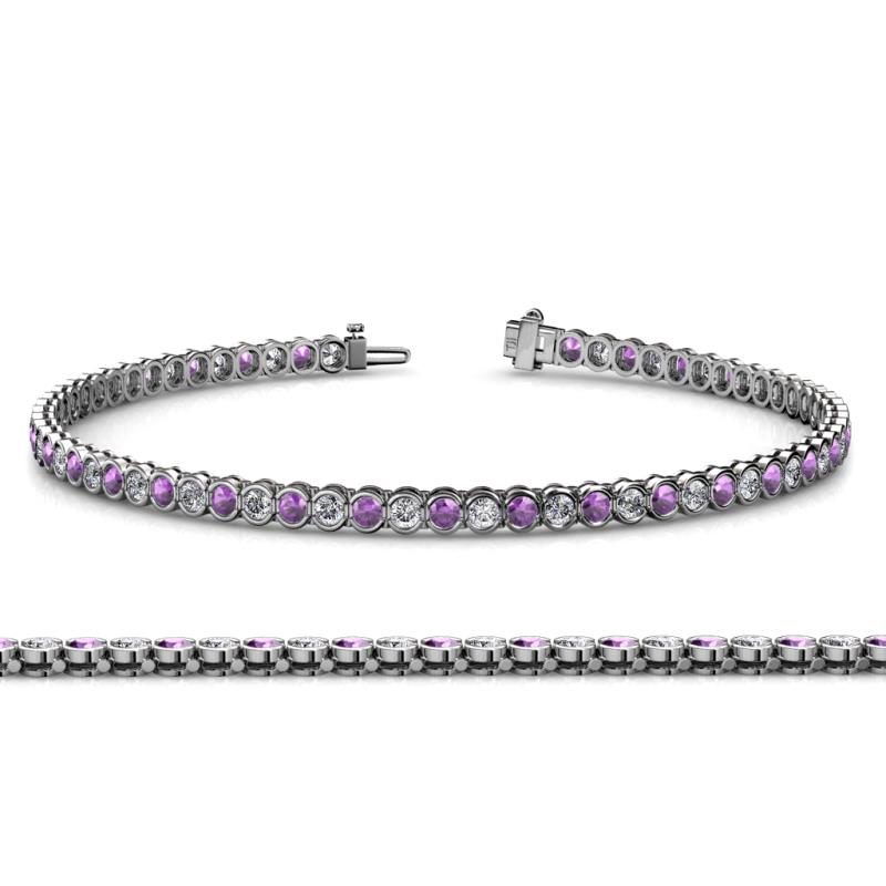 Tiara 2.60 mm Amethyst and Diamond Eternity Tennis Bracelet 