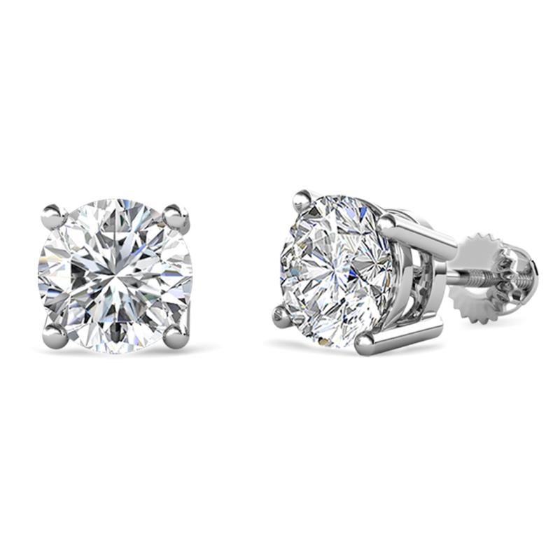 Alina 3.20 ctw Round Moissanite (8.00 mm) Four Prongs Solitaire Stud Earrings 