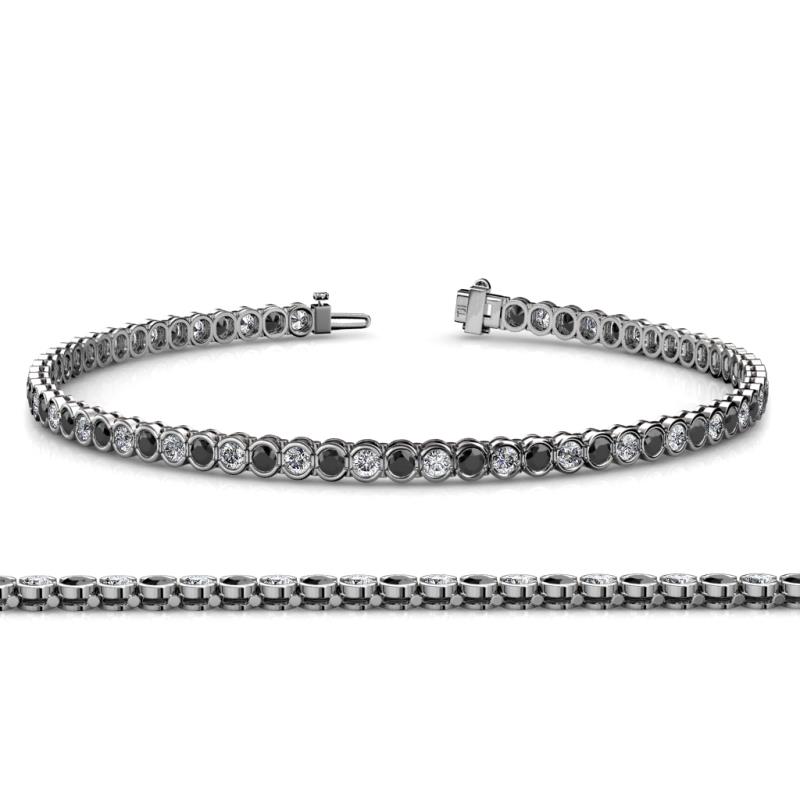 Tiara 2.60 mm Black and White Diamond Eternity Tennis Bracelet 