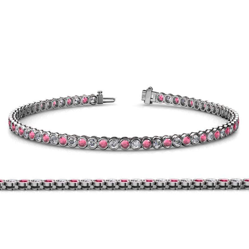 Tiara 2.60 mm Rhodolite Garnet and Diamond Eternity Tennis Bracelet 