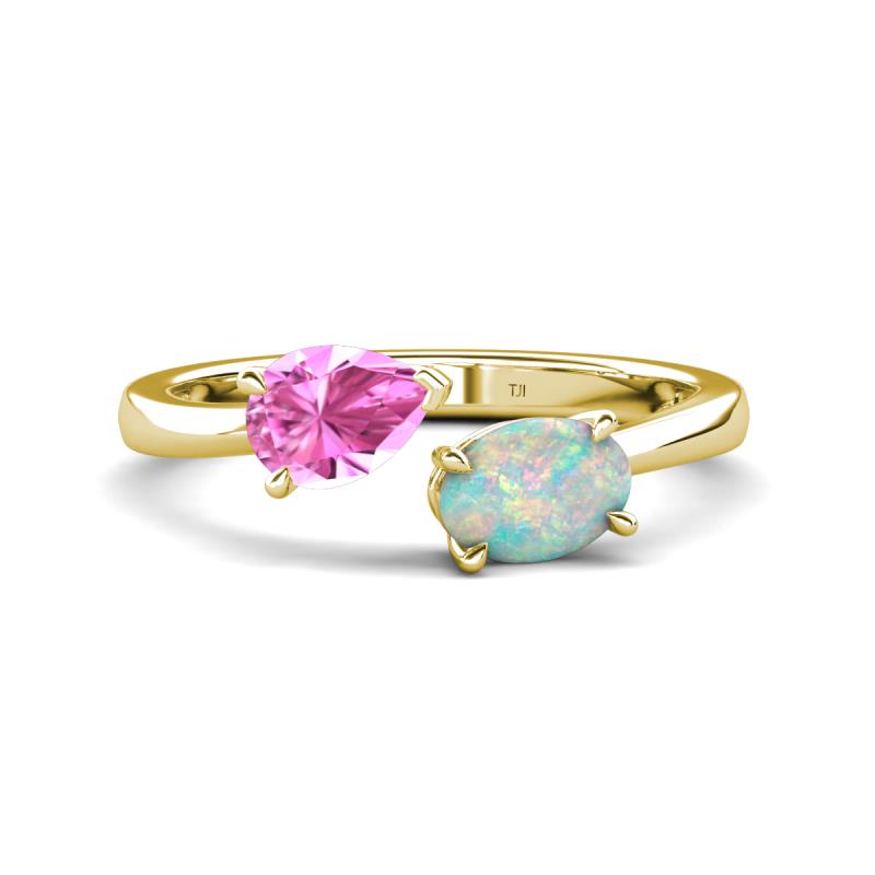 Afra 1.40 ctw Pink Sapphire Pear Shape (7x5 mm) & Opal Oval Shape (7x5 mm) Toi Et Moi Engagement Ring 