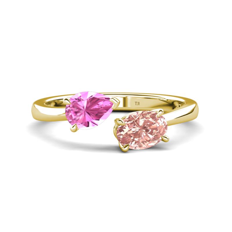 Afra 1.65 ctw Pink Sapphire Pear Shape (7x5 mm) & Morganite Oval Shape (7x5 mm) Toi Et Moi Engagement Ring 