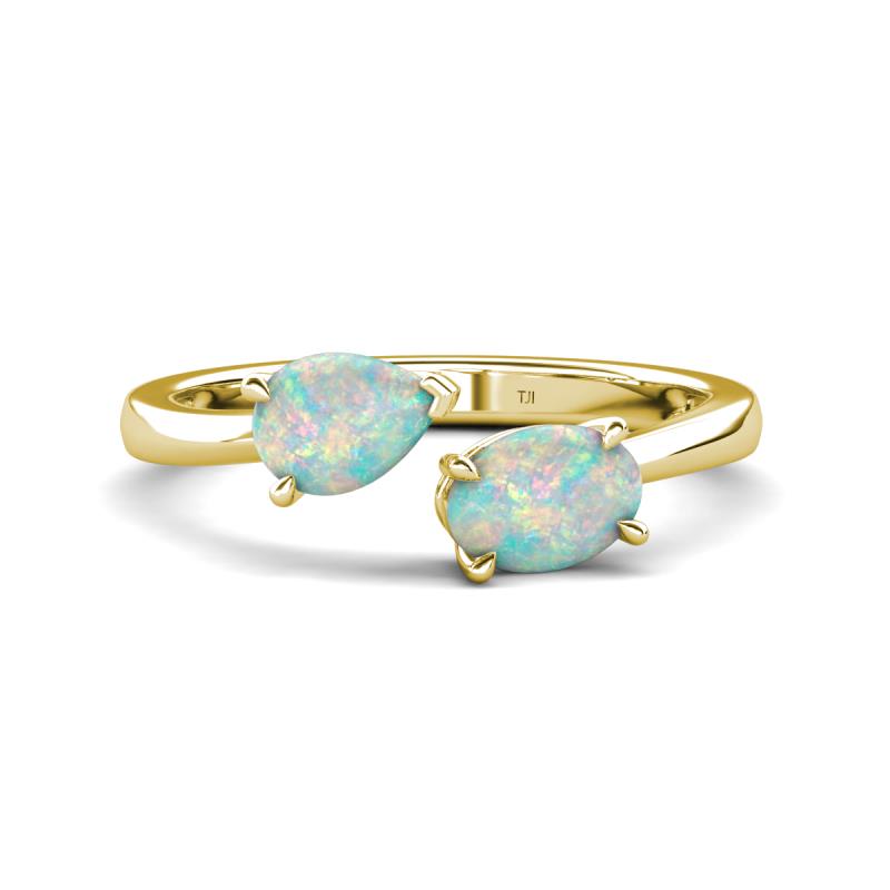 Afra 0.85 ctw Opal Pear Shape (7x5 mm) & Opal Oval Shape (7x5 mm) Toi Et Moi Engagement Ring 