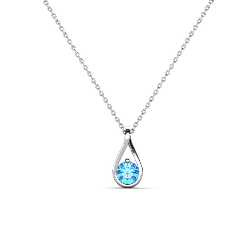 Tessie 0.14 ct Blue Topaz (3.50 mm) Women Teardrop Solitaire Pendant Necklace 