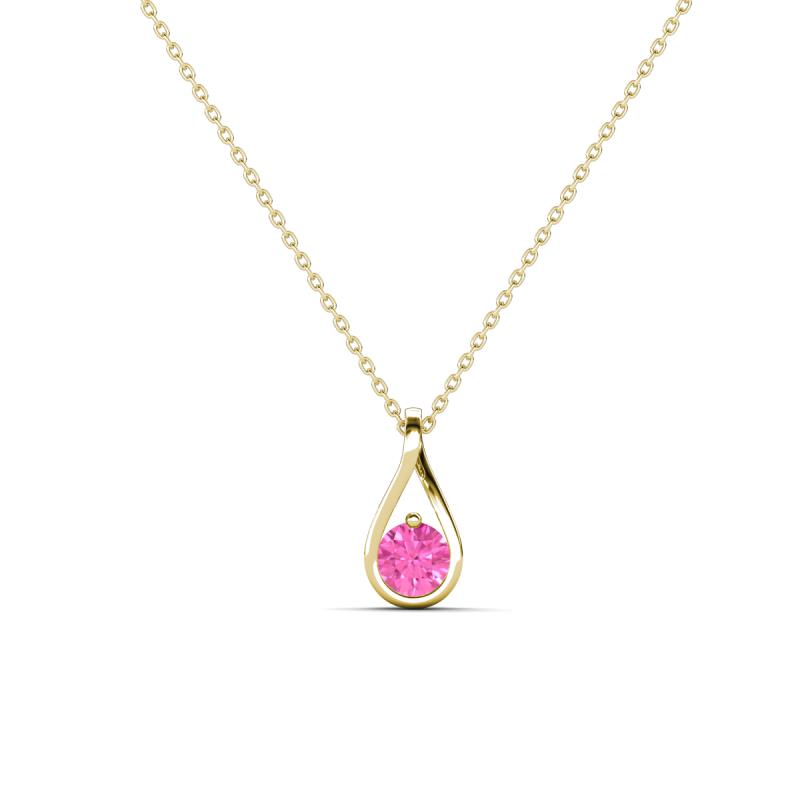 Tessie 0.17 ct Pink Sapphire (3.50 mm) Women Teardrop Solitaire Pendant Necklace 
