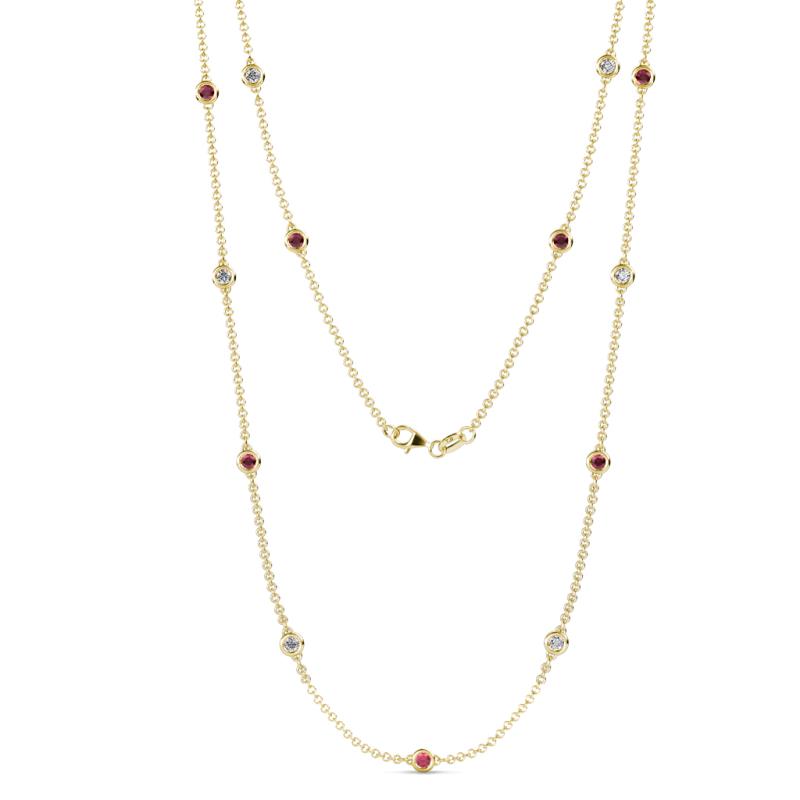 Lien (13 Stn/3mm) Ruby and Diamond on Cable Necklace 