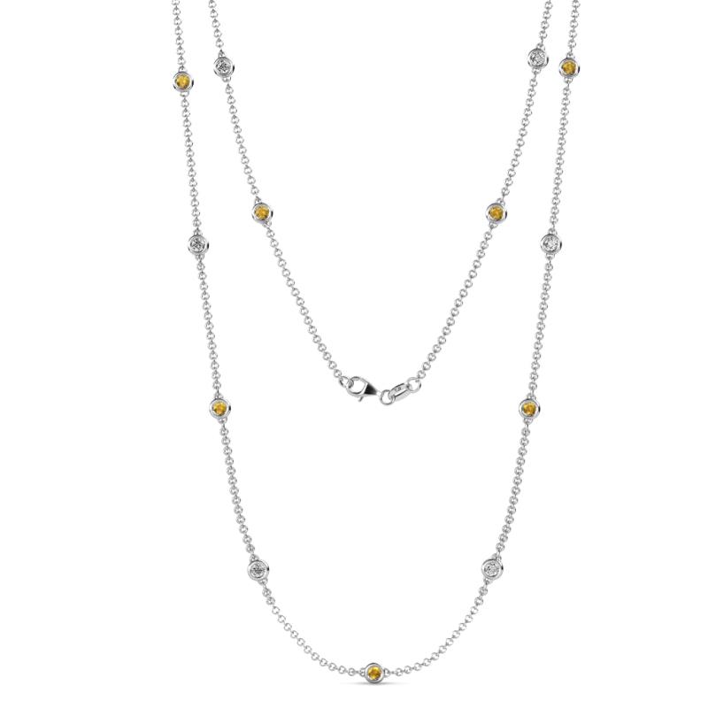 Lien (13 Stn/3mm) Citrine and Diamond on Cable Necklace 