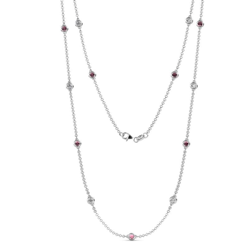 Lien (13 Stn/3mm) Rhodolite Garnet and Diamond on Cable Necklace 