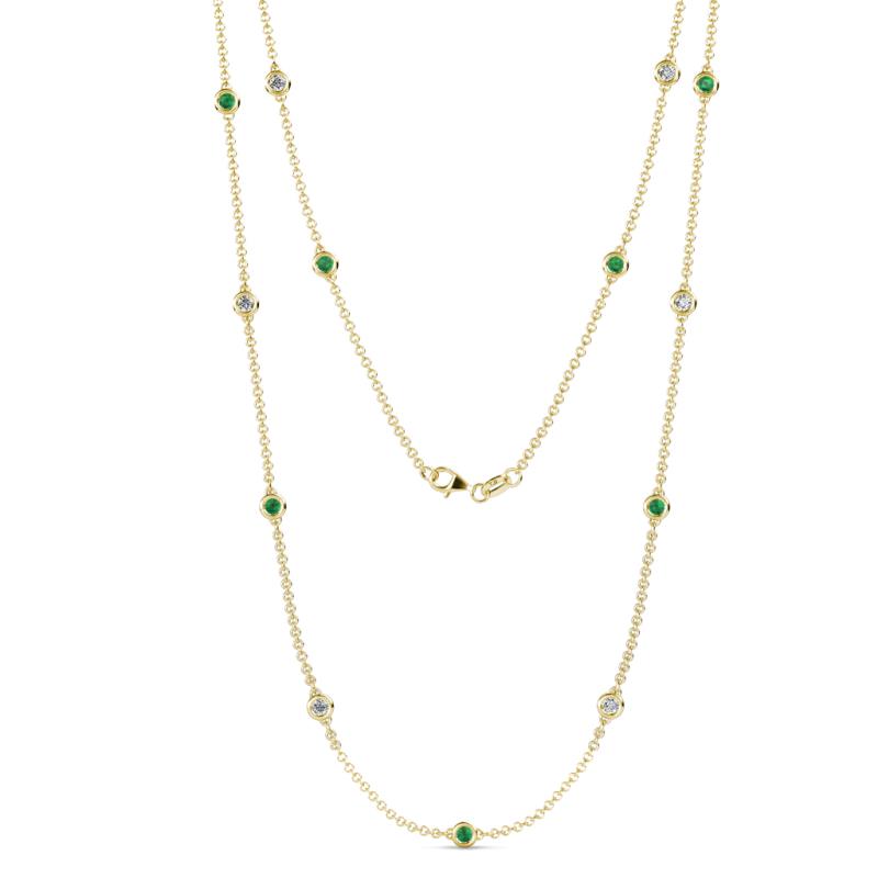 Lien (13 Stn/3mm) Emerald and Diamond on Cable Necklace 