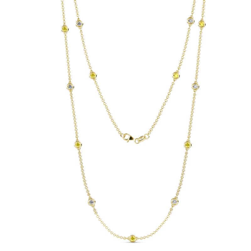 Lien (13 Stn/3mm) Yellow Sapphire and Diamond on Cable Necklace 