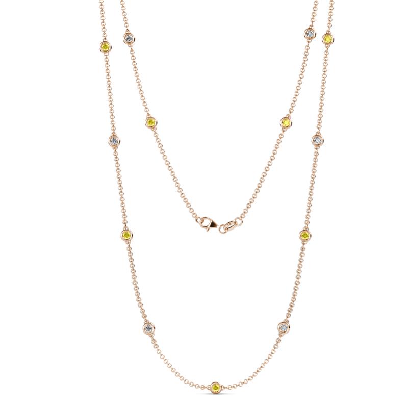 Lien (13 Stn/3mm) Yellow Sapphire and Diamond on Cable Necklace 