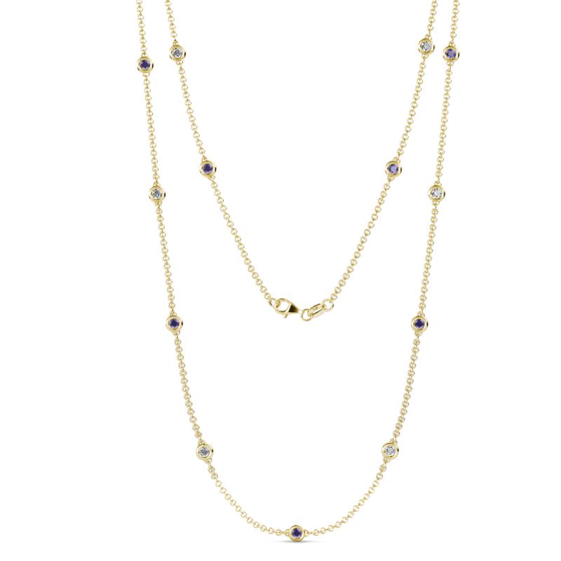 Lien (13 Stn/3mm) Iolite and Diamond on Cable Necklace 
