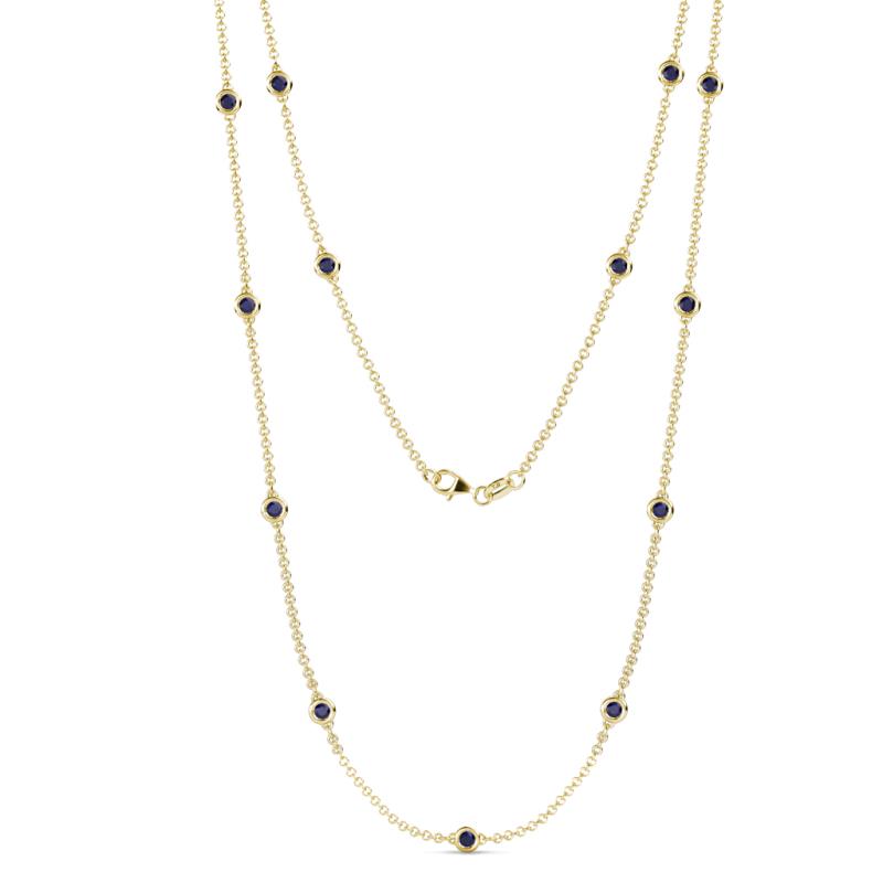 Lien (13 Stn/3mm) Blue Sapphire on Cable Necklace 