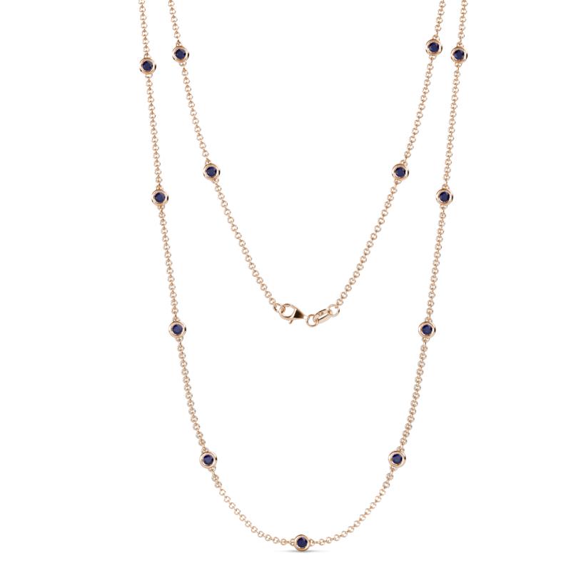Lien (13 Stn/3mm) Blue Sapphire on Cable Necklace 