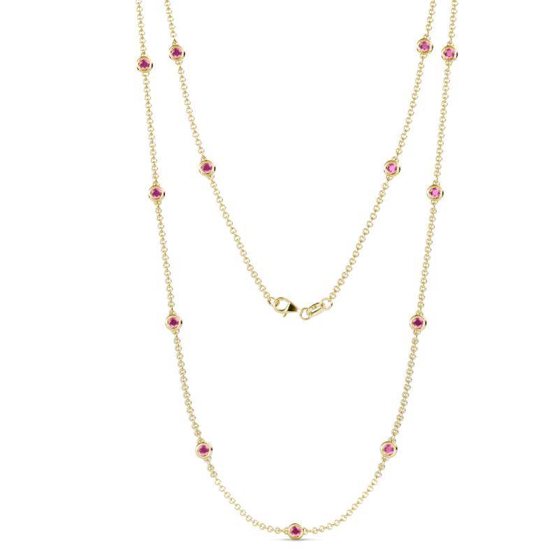 Lien (13 Stn/3mm) Pink Sapphire on Cable Necklace 
