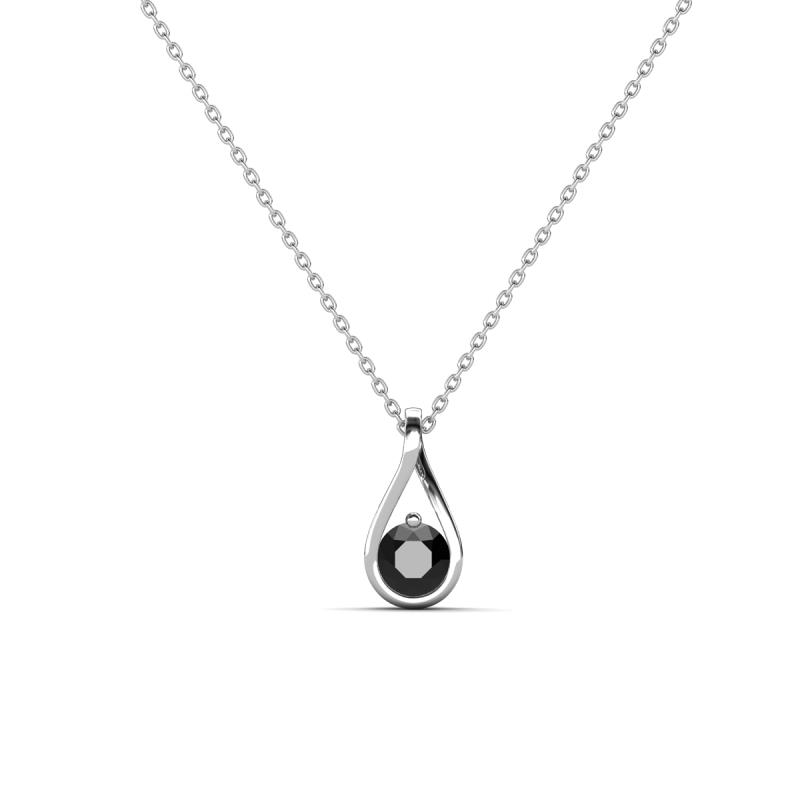 Tessie 0.17 ct Black Diamond (3.50 mm) Women Teardrop Solitaire Pendant Necklace 