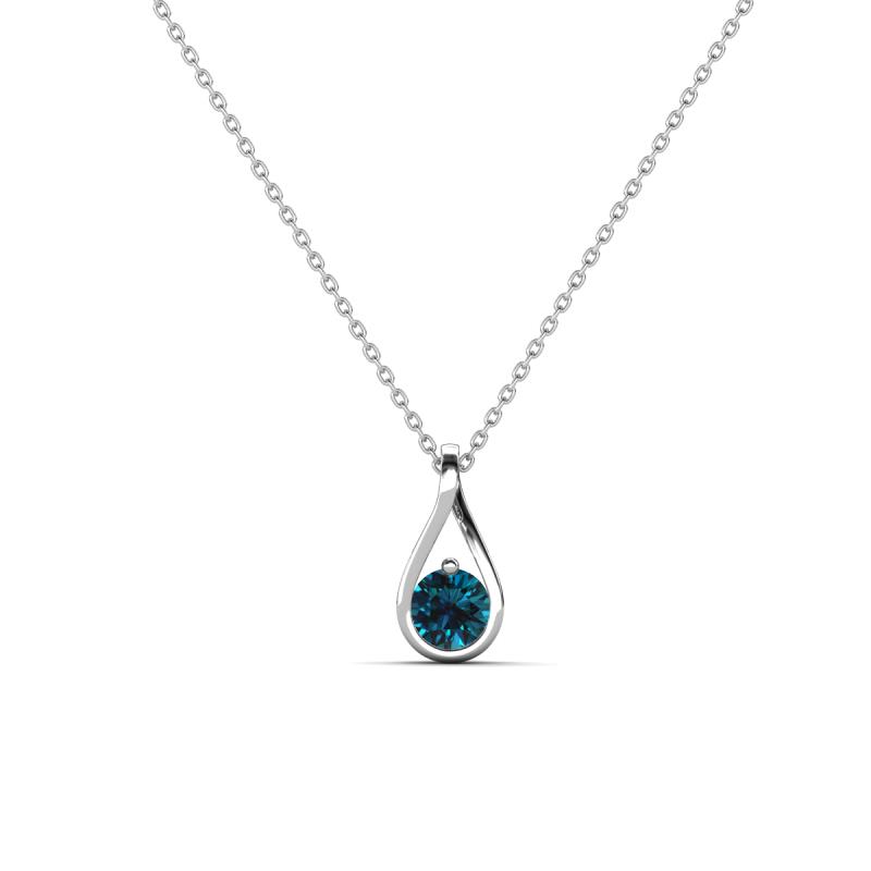 Tessie 0.16 ct Blue Diamond (3.50 mm) Women Teardrop Solitaire Pendant Necklace 