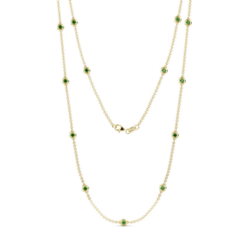 Lien (13 Stn/3mm) Green Garnet on Cable Necklace 