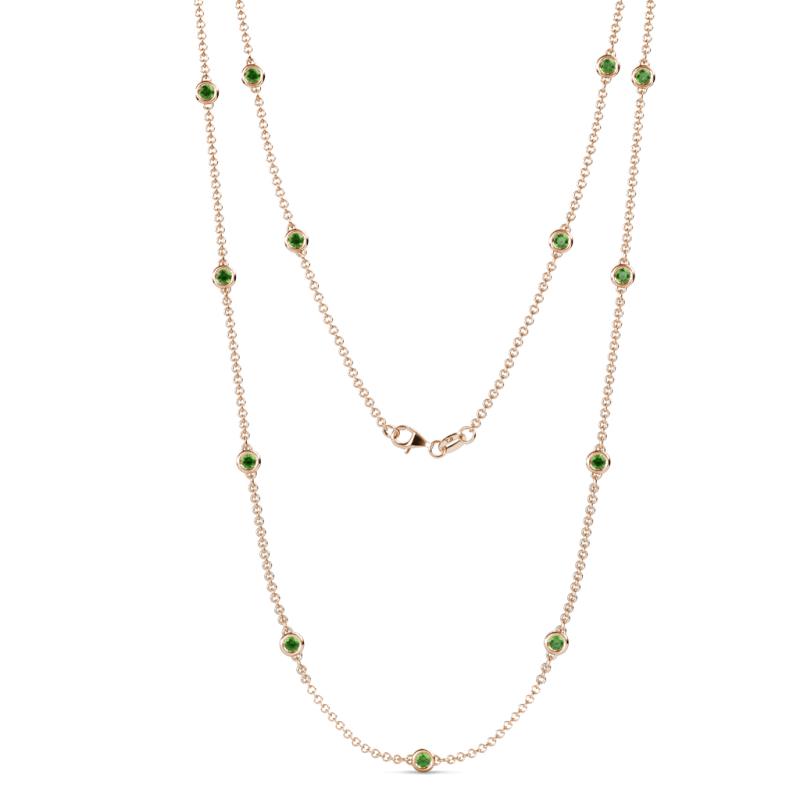 Lien (13 Stn/3mm) Green Garnet on Cable Necklace 