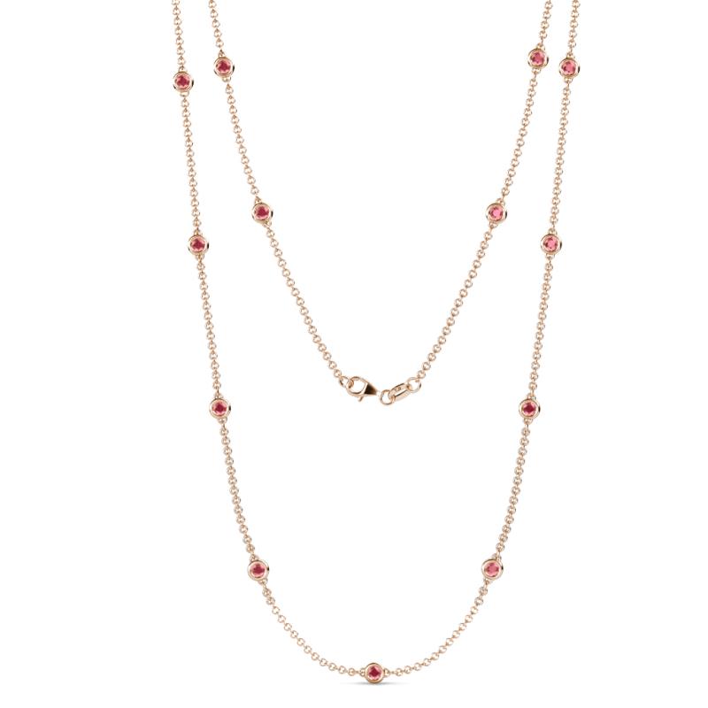 Lien (13 Stn/3mm) Pink Tourmaline on Cable Necklace 