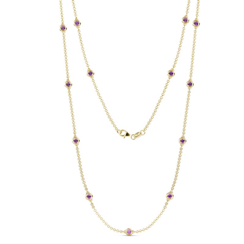 Lien (13 Stn/3mm) Amethyst on Cable Necklace 
