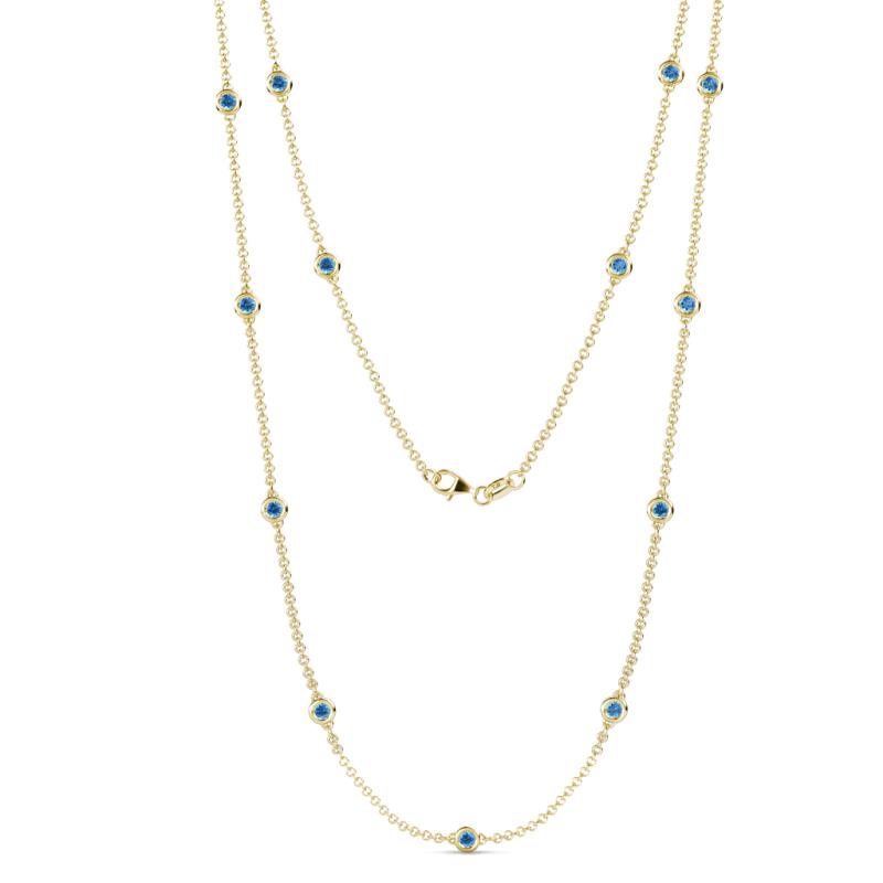Lien (13 Stn/3mm) Blue Topaz on Cable Necklace 