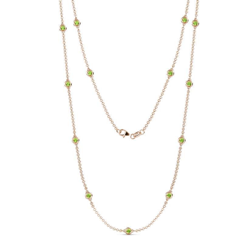 Lien (13 Stn/3mm) Peridot on Cable Necklace 