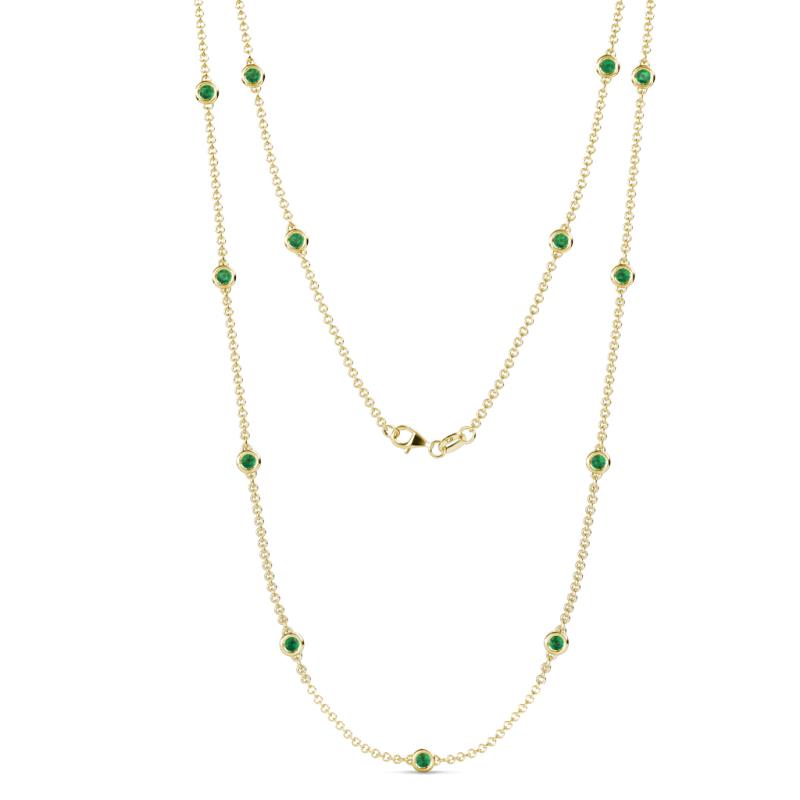 Lien (13 Stn/3mm) Emerald on Cable Necklace 