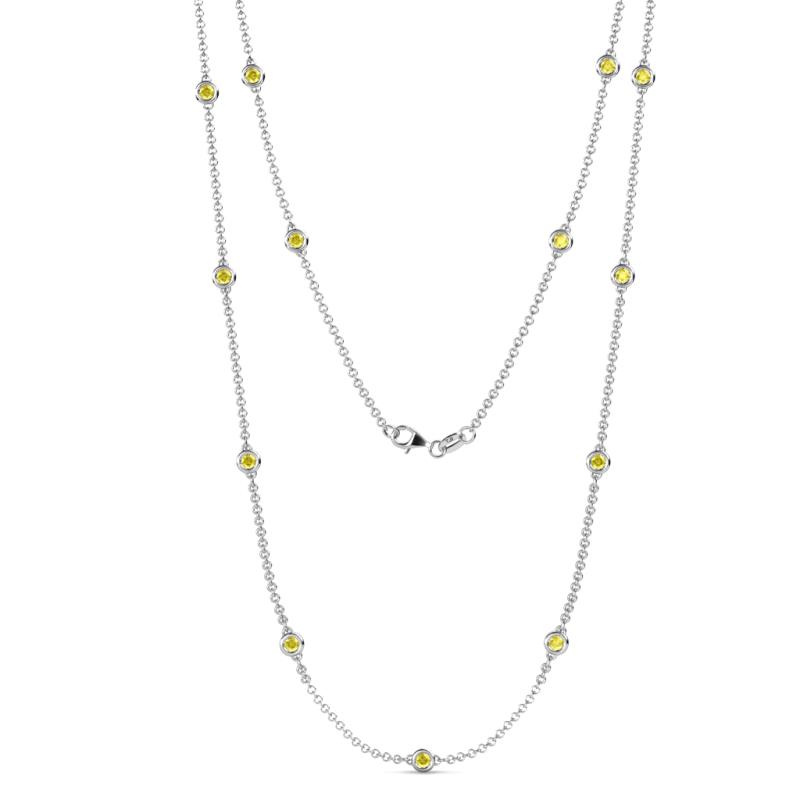 Lien (13 Stn/3mm) Yellow Sapphire on Cable Necklace 