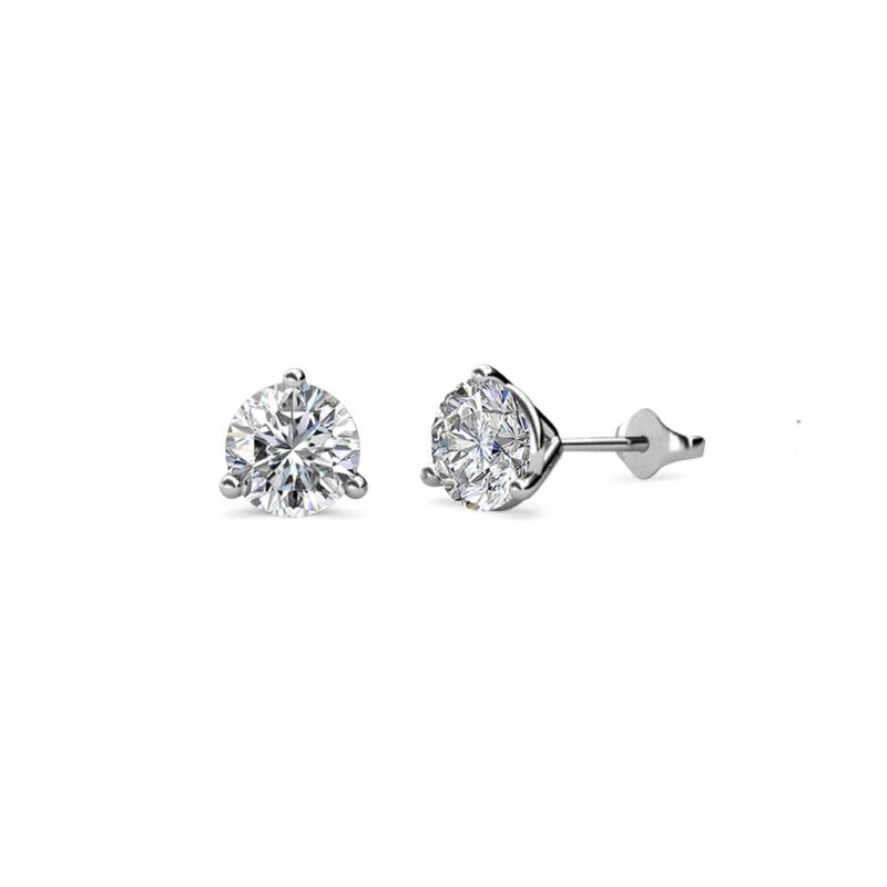 Pema 0.22 ctw (3.30 mm) Round Moissanite Three Prong Martini Solitaire Stud Earrings 